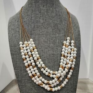 Multi-Strand Pearl Beaded Layered Necklace